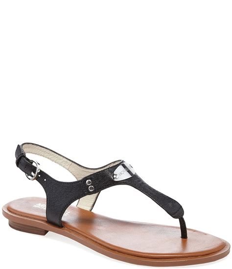 michael kors plate thong sandal black|Michael Kors sandals size 12.